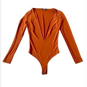 Fashion nova orange stretch long sleeve bodysuit